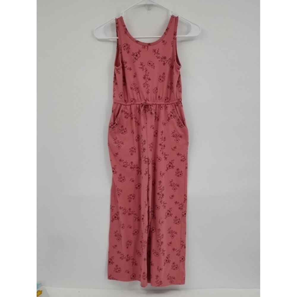 wonder nation Pink Dusty Rose Floral Jumpsuit M 7-8 Romper